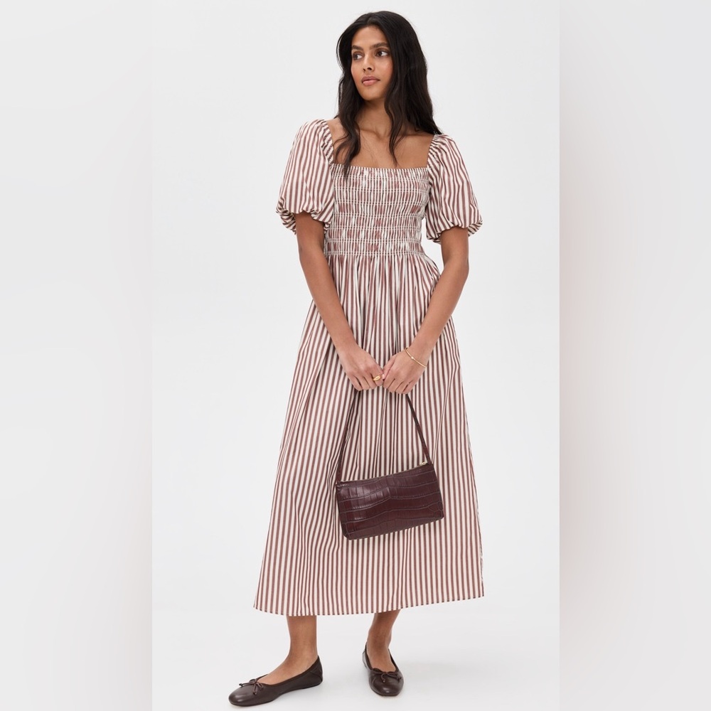 Hill house Julia dress in rust stripe altered to remove puff sleeves